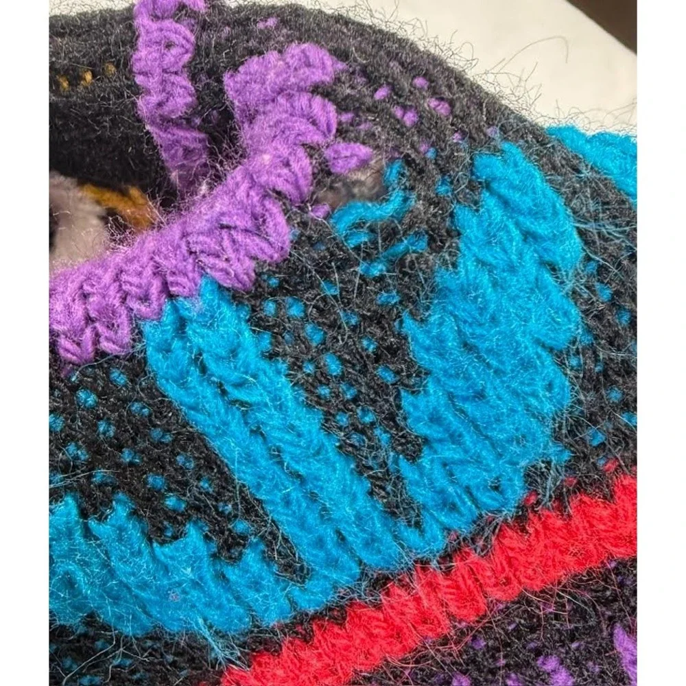 Vintage Ducks Knit Sweater 80s/90s Women's Medium Multicolor Flowers Hearts USA - Picture 9 of 9